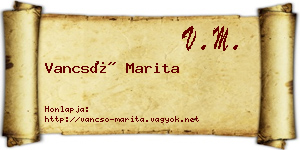 Vancsó Marita névjegykártya